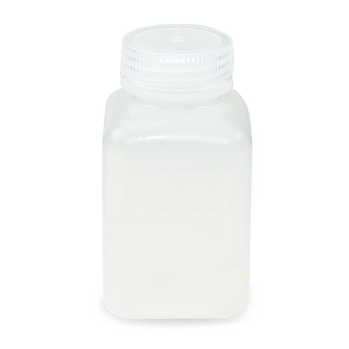 Bottle, Wide Mouth, Square, PP, Attached PP Screw Cap, 250mL, 12/Pack - cs-72