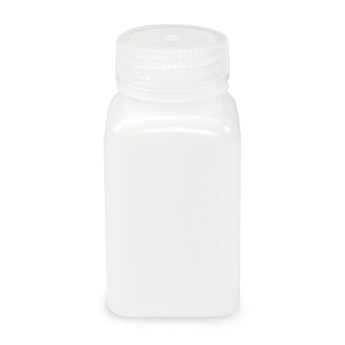 Bottle, Wide Mouth, Square, HDPE, Attached PP Screw Cap, 175mL, 12/Pack - cs-72