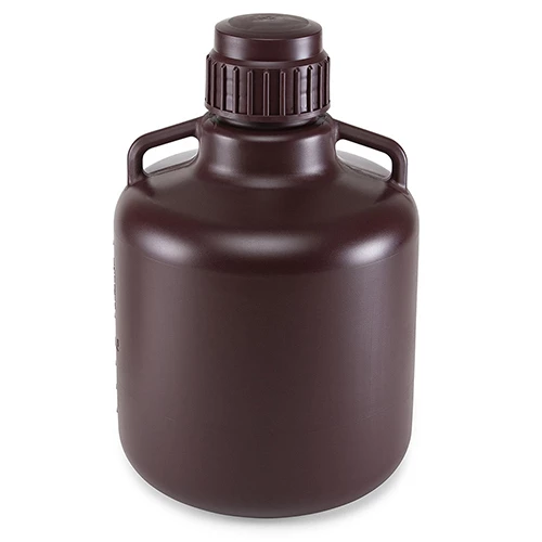 Carboy, Round with Handles, Heavy Duty PP, White PP Screwcap, 10 Liter, Molded Graduations, Autoclavable