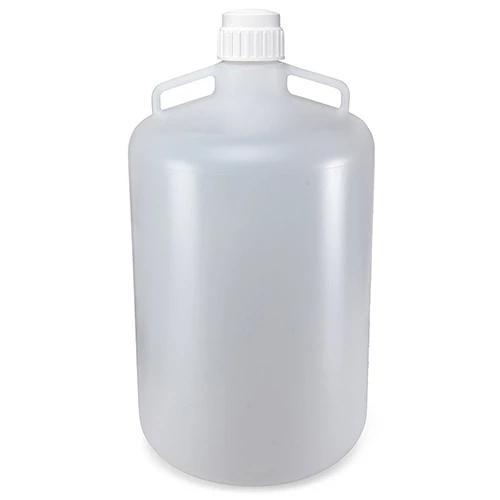 Carboy, Round with Handles, HDPE, White PP Screwcap, 50 Liter, Molded Graduations