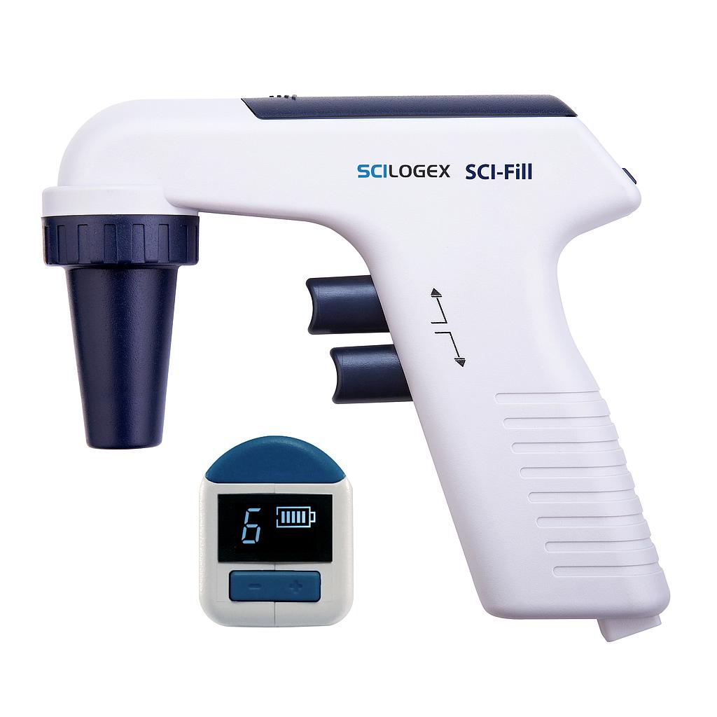SCI-Fill Motorized Pipette Filler, c/w 2 x 0.45um Filters, AC Charger & Wall Stand, 110-220V, 50/60Hz, Euro Plug