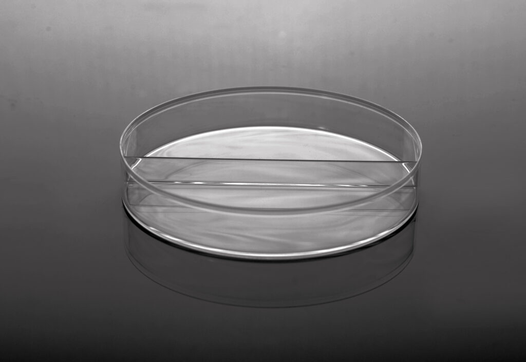 100 x 15 mm Petri Dish, I-Plate (2-section), stackable, sterile, 20/pk, 5