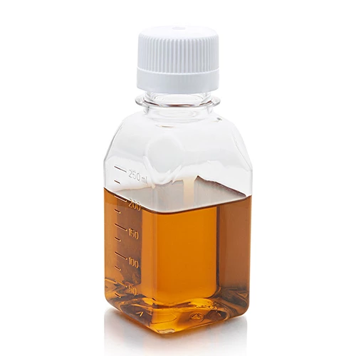 Bottle, Square Media, PETG with HDPE Closure, 250mL, STERILE with Tamper Evident Shrink Band, 24/Shrink Wrapped Tray
