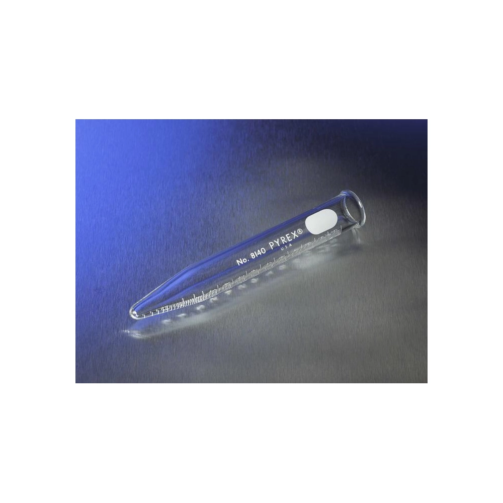PYREX 12mL Heavy Duty Conical Centrifuge Tube with White Graduations, Beaded Rim