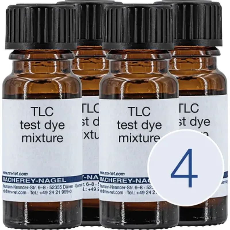 Collection of the 4 individual components of test dye mixture