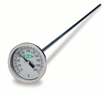 Thermometer, Dial, 0 to 100C, 3" Diameter, 36" Stem Length, EA/1