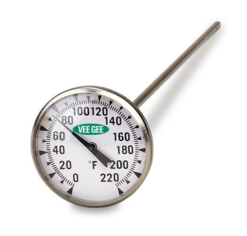 Thermometer, Dial, Dual Scale 10 to 290C & 50 to 550F, 2" Diameter, Glass Face, EA/1