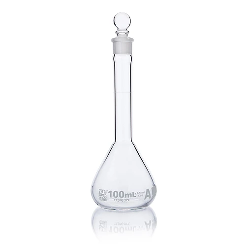 Flask, Volumetric, Wide Mouth, Globe Glass, 100mL, Class A, To Contain (TC), ASTM E288, 6/Box