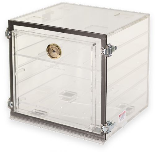 Clear Acrylic Desiccators, 12" x 12" x 12" with 2 Perforated Shelves