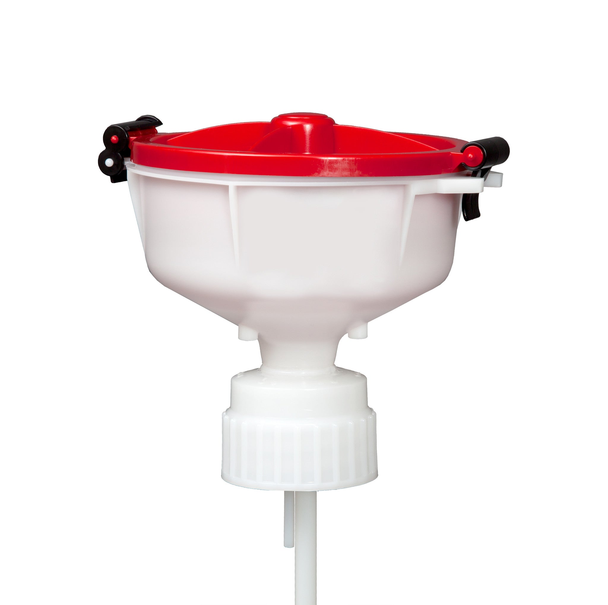 EZwaste® 8" Safety Funnel, HDPE, Red Lid, VersaCap 83B, 1/EA