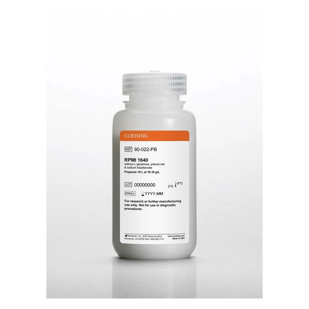 Corning® 10 L RPMI 1640, Powder [-] L-glutamine, phenol red, sodium bicarbonate