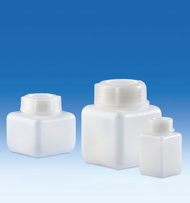Square Bottle, wide mouth, HDPE, GL65 cap, HDPE, 1000mL, pk12