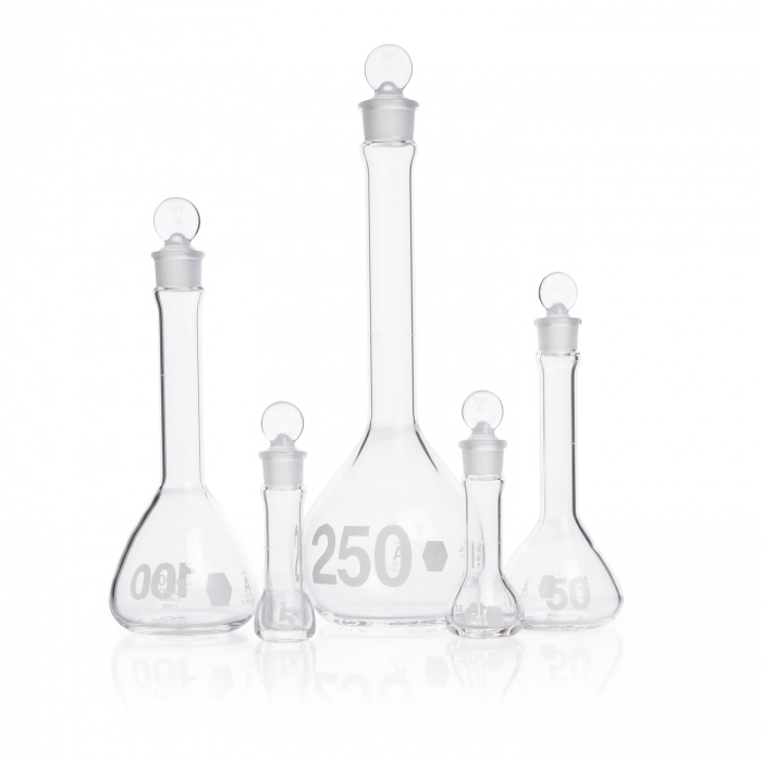 Volumetric Flask, Class A, Heavy Duty, Wide-Mouth, Glass Stopper,25ML