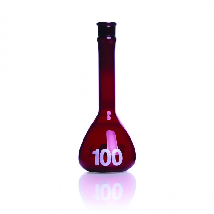 Volumetric Flask, Amber, Class A, Heavy Duty, Wide Mouth, without Stopper,RAYSORB,,100ML