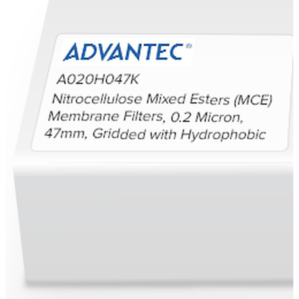 Nitrocellulose Mixed Esters (MCE) Membrane Filters, 0.2 Micron, 47mm, Gridded with Hydrophobic Edge, Sterile w/o Pad, 100/Pk