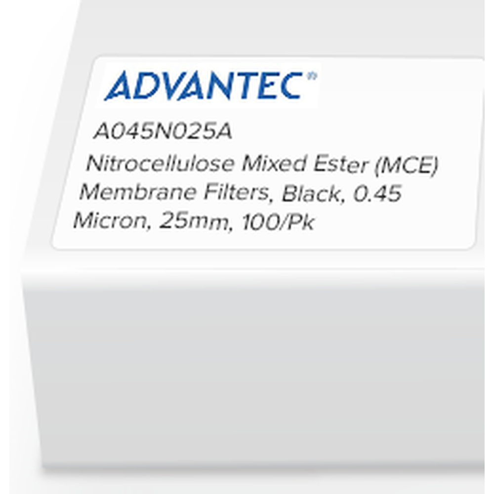 Nitrocellulose Mixed Ester (MCE) Membrane Filters, Black, 0.45 Micron, 25mm, 100/Pk