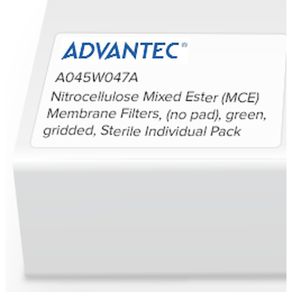 Nitrocellulose Mixed Ester (MCE) Membrane Filters, (no pad), green, gridded, Sterile Individual Pack 0.45 Micron, 47mm, 100/Pk