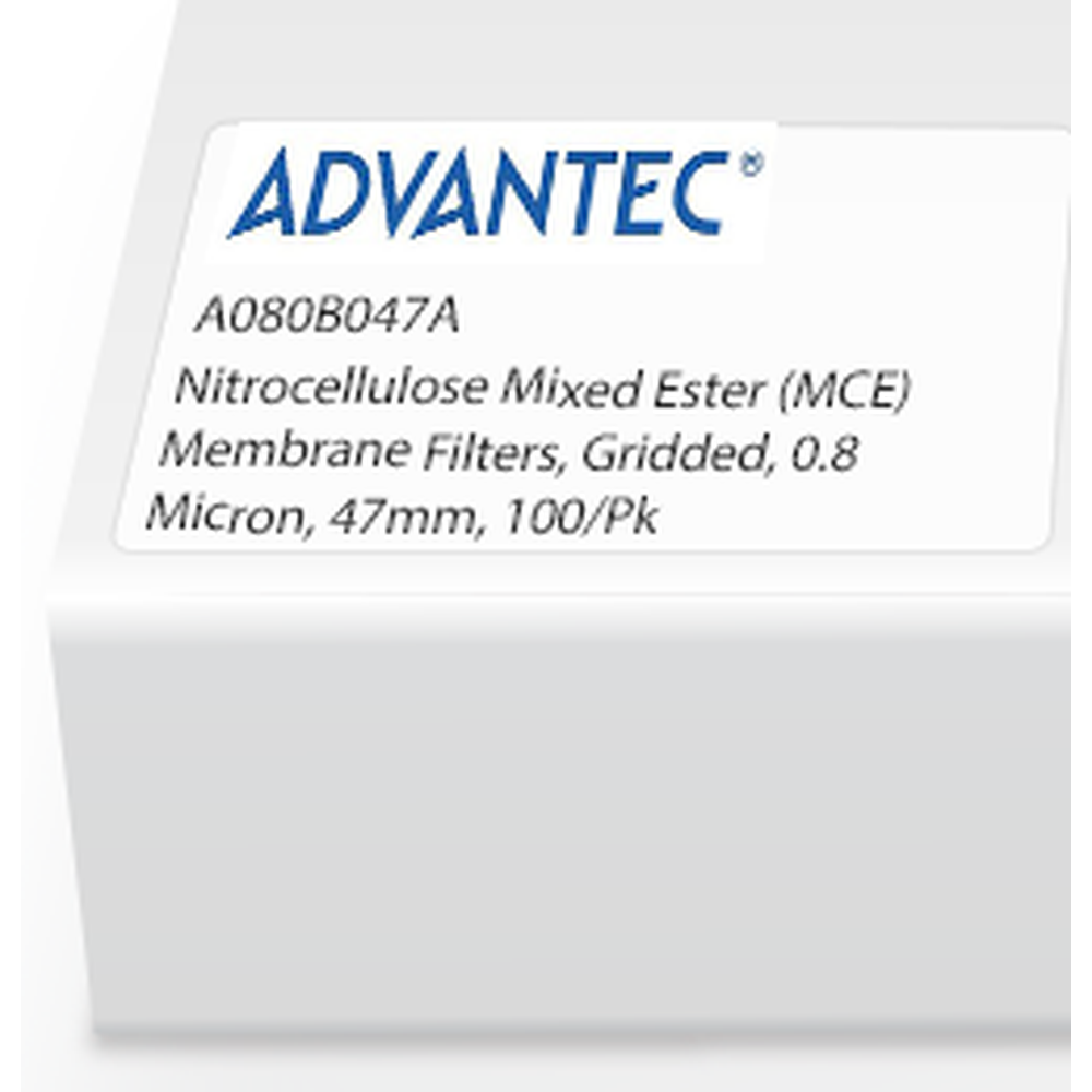 Nitrocellulose Mixed Ester (MCE) Membrane Filters, Gridded, 0.8 Micron, 47mm, 100/Pk