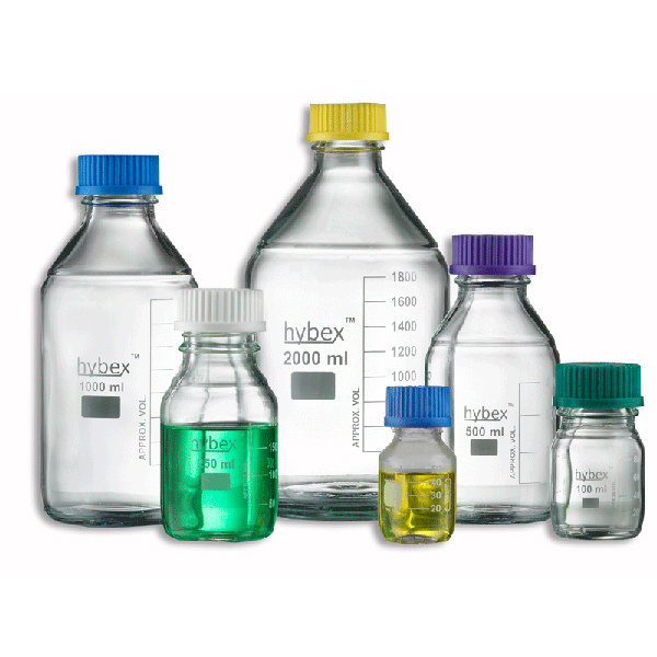 hybex™ Media Storage Bottles cap - 2000ml with standard (GL45) blue cap 5/pk