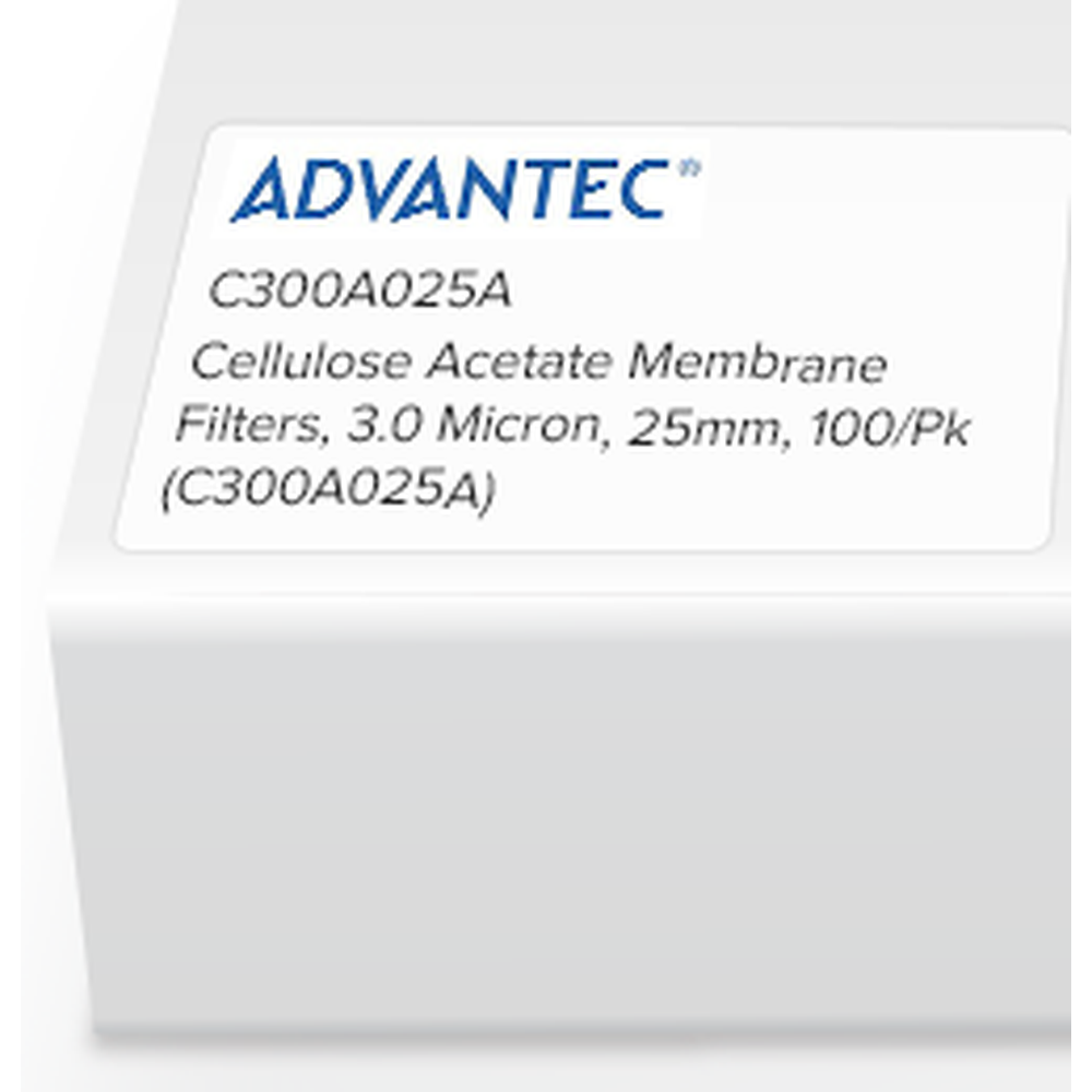 Cellulose Acetate Membrane Filters, 3.0 Micron, 25mm, 100/Pk