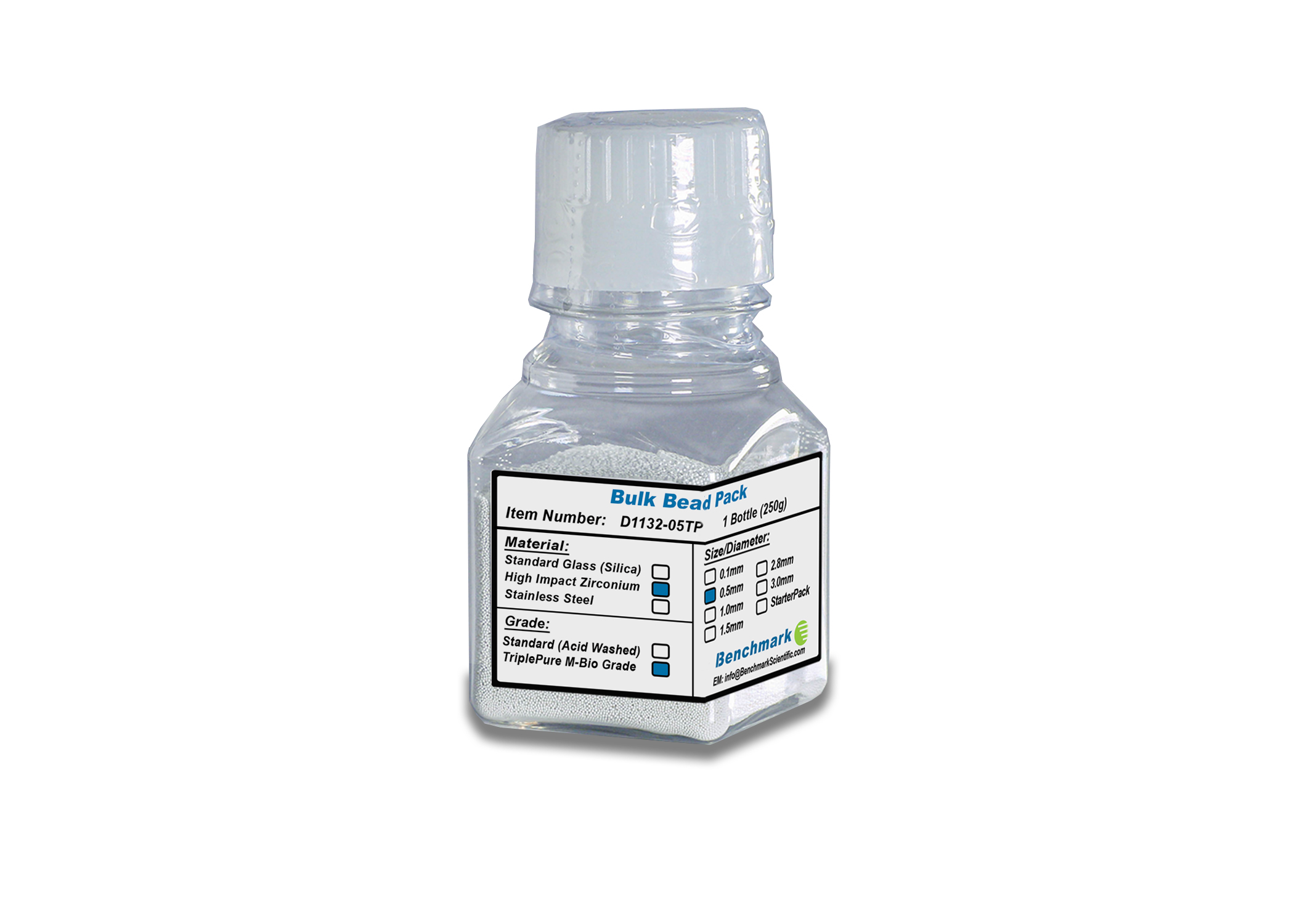 Bulk Beads, Zirconium, Triple-Pure Molecular Biology Grade, 250g - 0.5mm Triple-Pure Molecular Biology Grade 250g