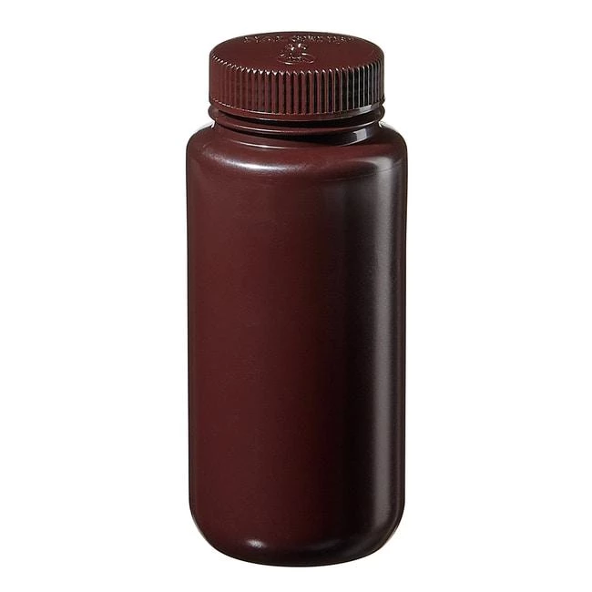 Amber Wide-Mouth Sample Bottle HDPE 500 mL