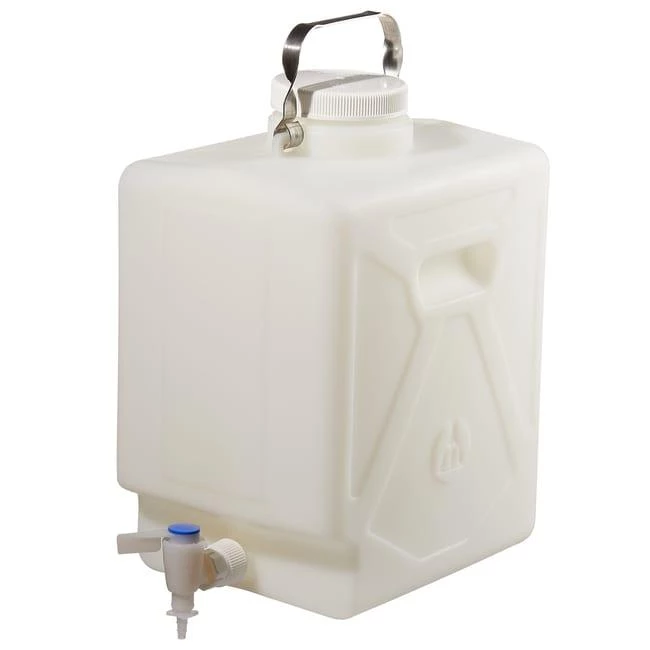Fluorinated Rectangular Carboy w/Spigot FLPE 20 L