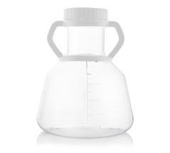 EZBio® Erlenmeyer Flask, PC, 5 L, 90 mm Vented Cap, White, With Handle, Sterilized, 4/CS
