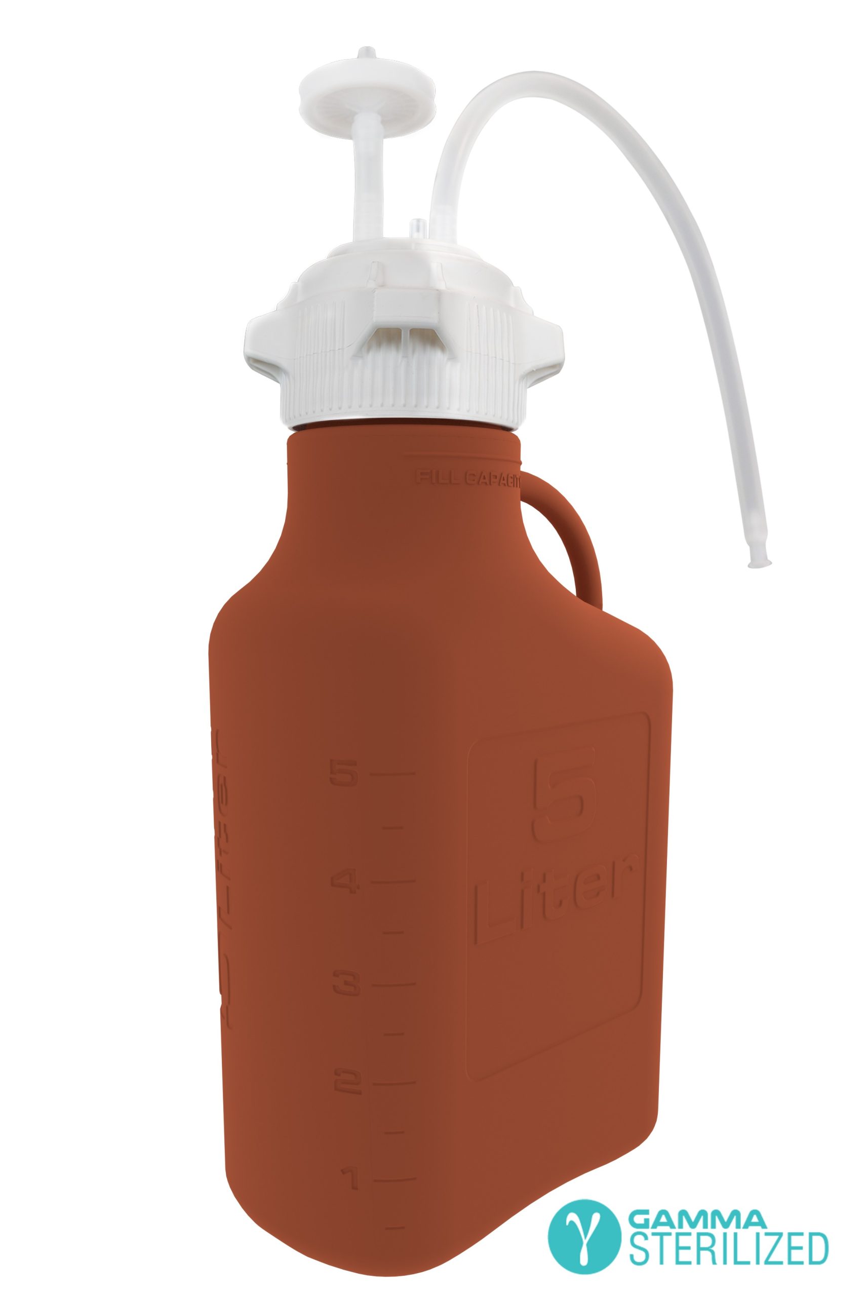 EZBio® Single Use Carboy Assembly, 10 L (2.5 Gal) Gamma Sterilized Polycarbonate (PC) Carboy for Aseptic Transfer and Sterile Storage with VersaCap 83B (83 mm), Vent and 1/4 in ID TPE Dip Tube, 1/EA