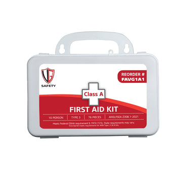 ANSI A 10 Person First Aid Kit, Plastic, 12 ea/case