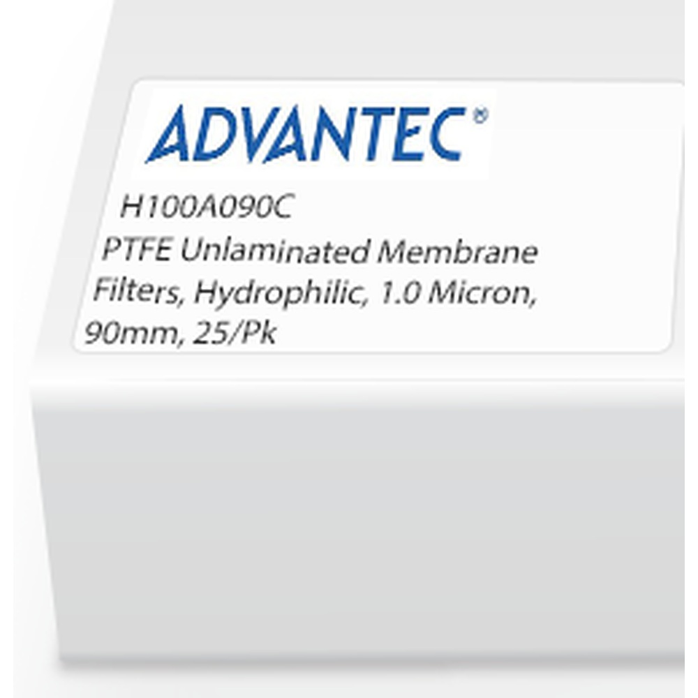 PTFE Unlaminated Membrane Filters, Hydrophilic, 1.0 Micron, 90mm, 25/Pk
