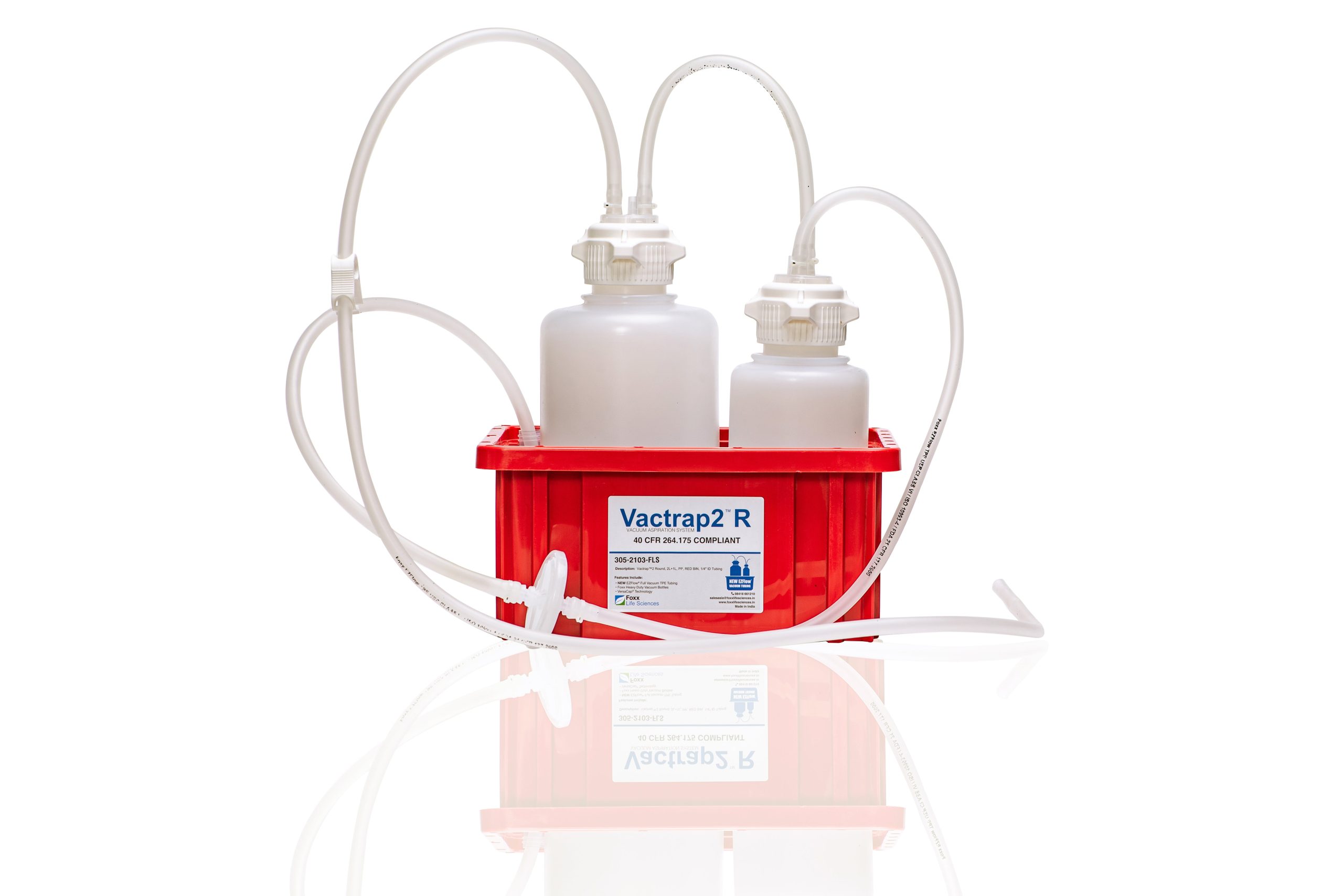 Vactrap™2 Round, 2 L + 1 L, PP, RED BIN, 1/4" ID TUBING, 1/EA