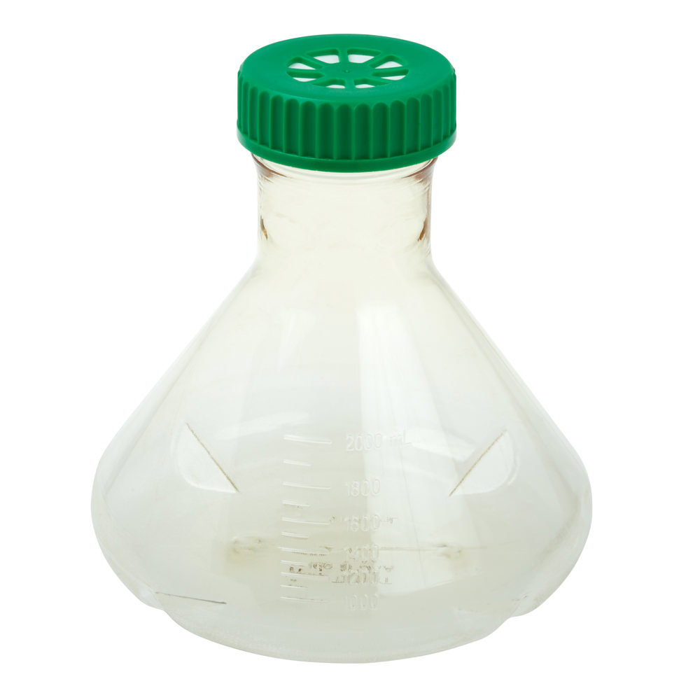 2L Fernbach Flask, Vent Cap, Baffled Bottom, Polycarbonate, Sterile