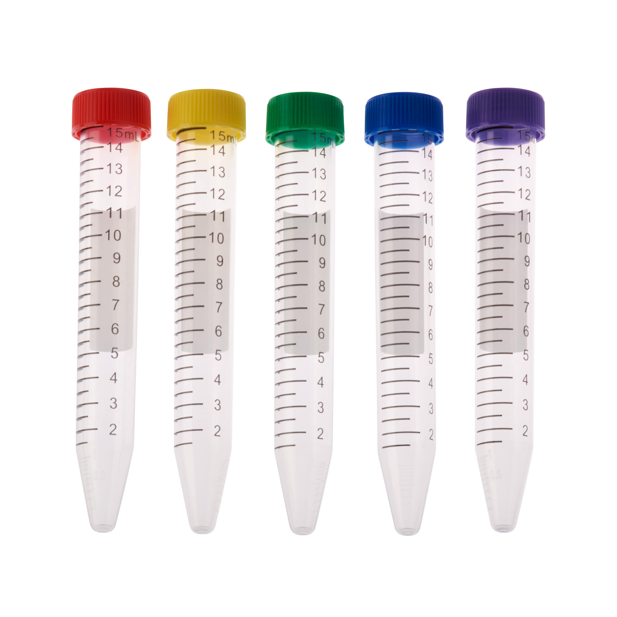 15mL Centrifuge Tube, Assorted Color Cap – Bag, Sterile
