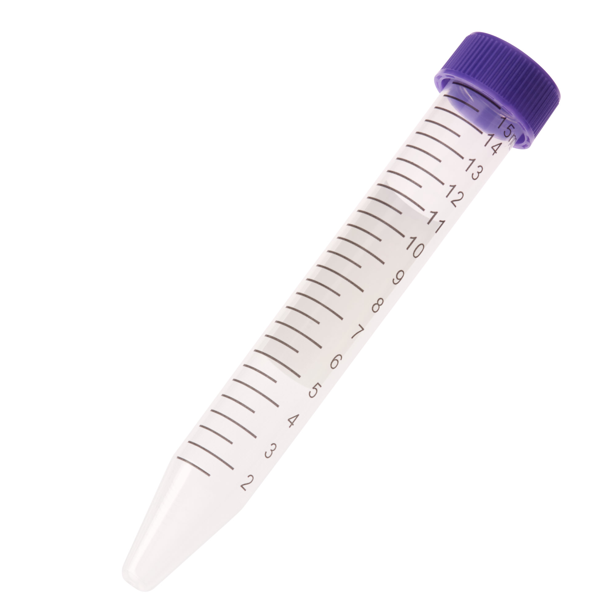 15mL Centrifuge Tube, Purple Cap – Bag, Sterile