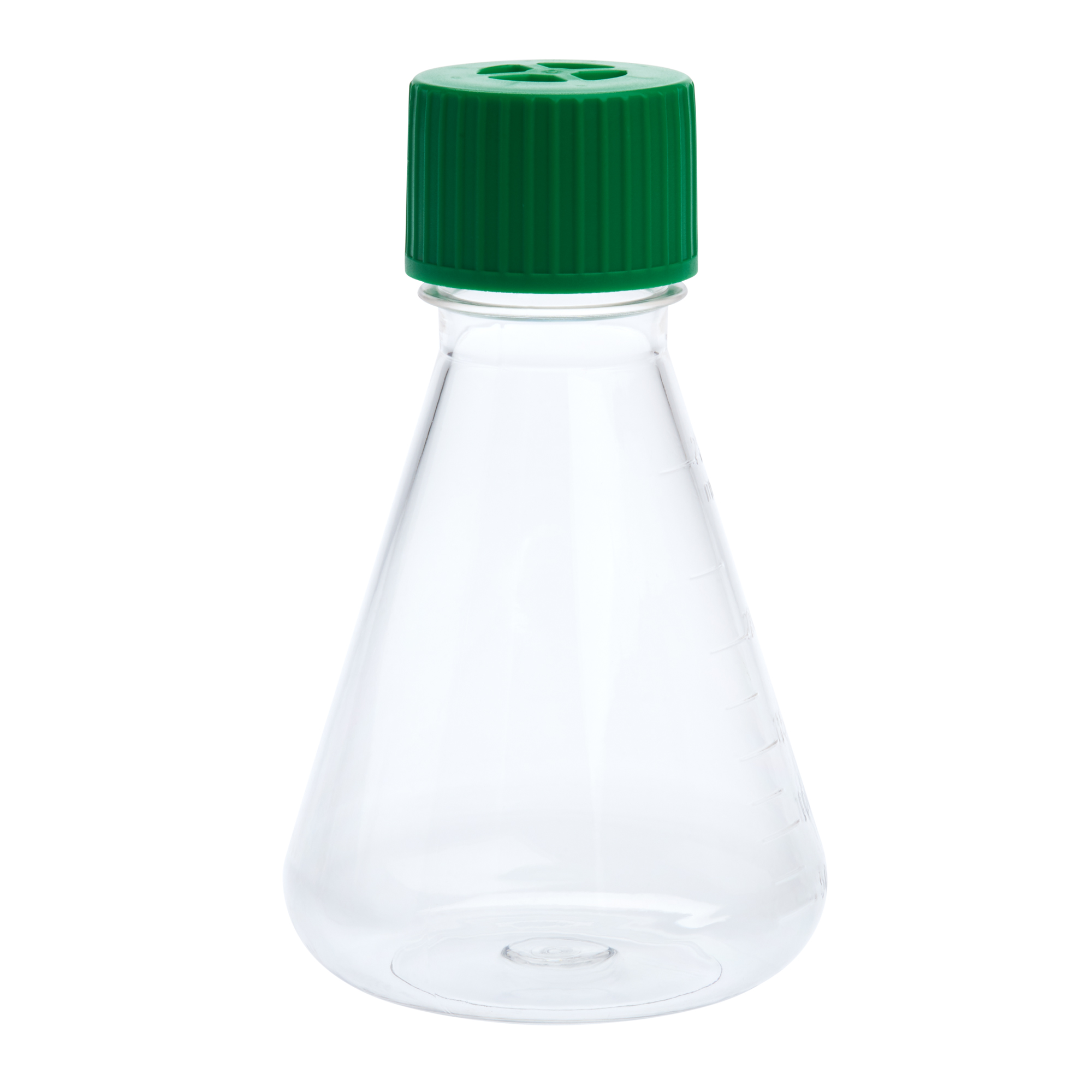 250mL Erlenmeyer Flask, Vent Cap, Plain Bottom, PETG, Sterile