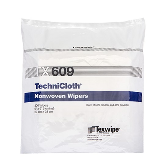 TechniCloth™ Nonwoven Dry Cleanroom Wipers, Non-Sterile, Cellulose/Polyester, 9x9in