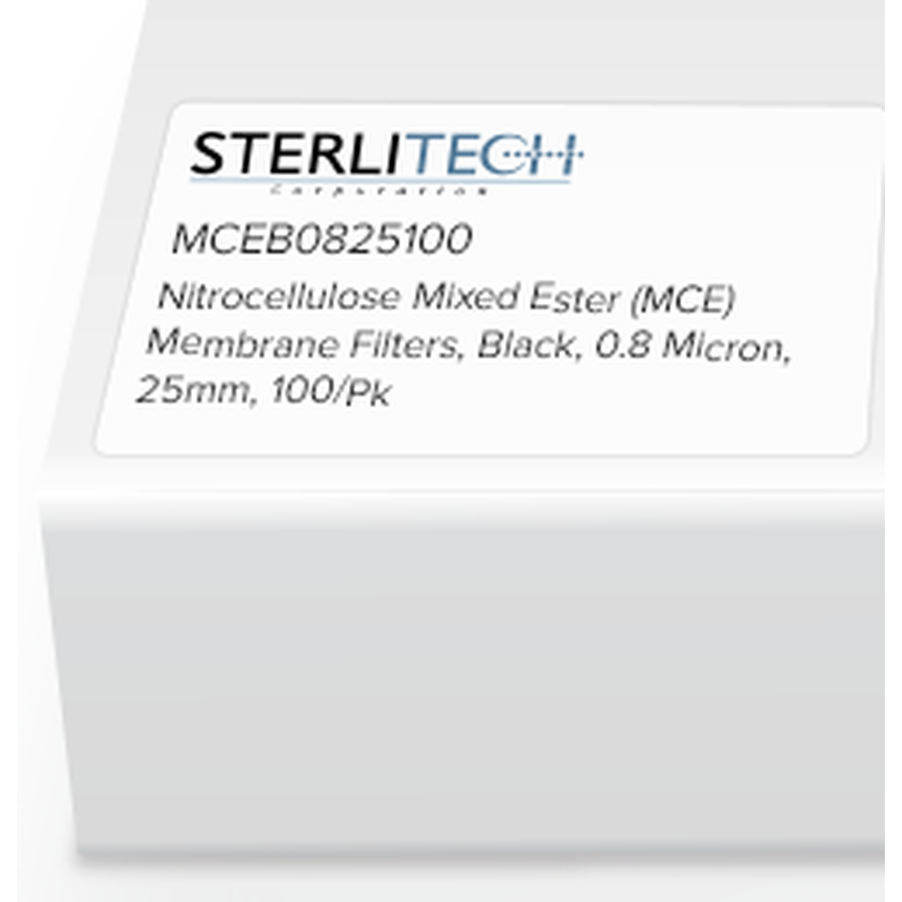Nitrocellulose Mixed Ester (MCE) Membrane Filters, Black, 0.8 Micron, 25mm, 100/Pk
