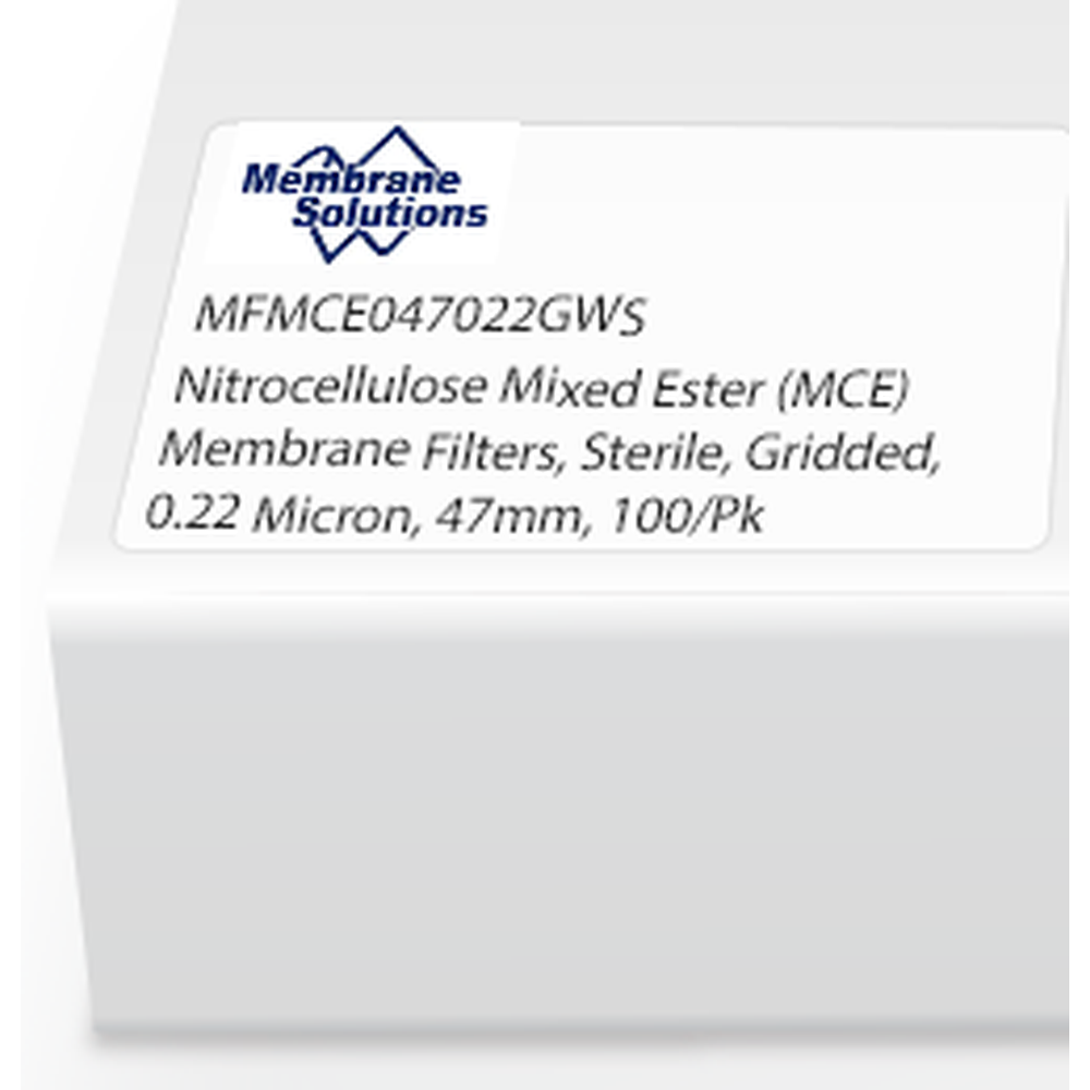 Nitrocellulose Mixed Ester (MCE) Membrane Filters, , Sterile, Gridded, 0.22 Micron, 47mm, 100/Pk