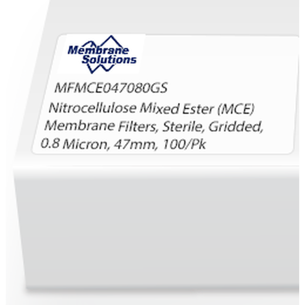 Nitrocellulose Mixed Ester (MCE) Membrane Filters, , Sterile, Gridded, 0.8 Micron, 47mm, 100/Pk
