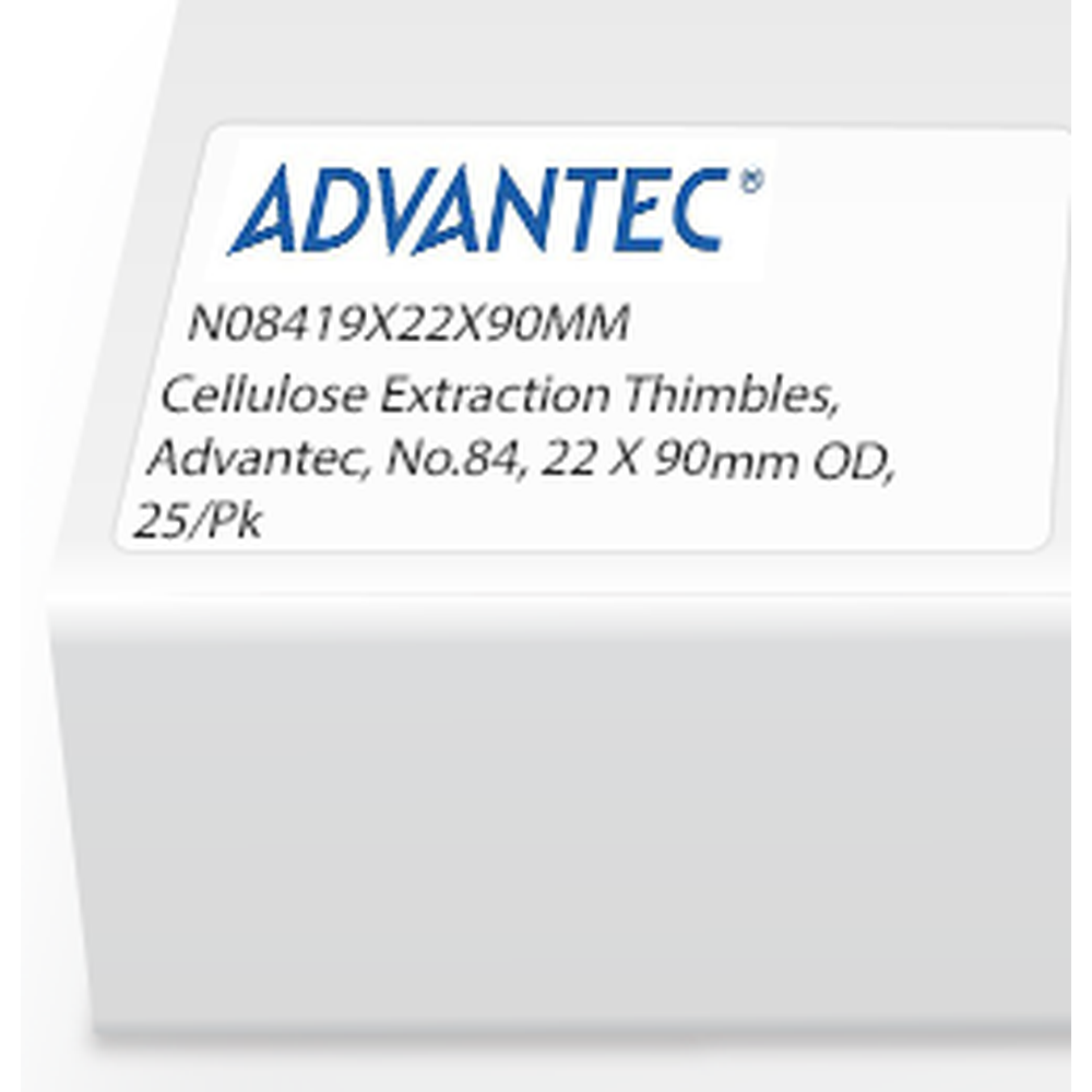 Cellulose Extraction Thimbles, Advantec, No.84, 19 x 90mm, 25/Pk