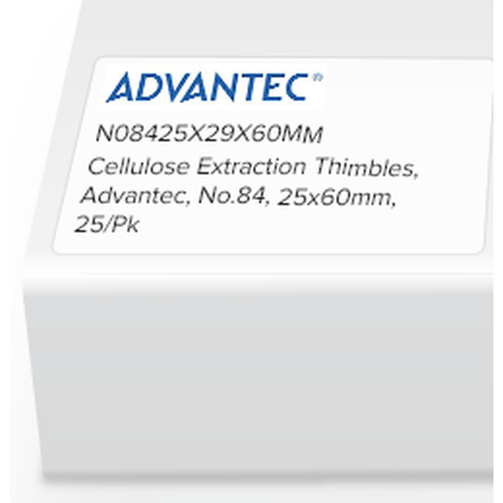 Cellulose Extraction Thimbles, Advantec, No.84, 25 x 60mm, 25/Pk
