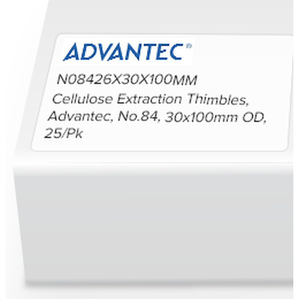 Cellulose Extraction Thimbles, Advantec, No.84, 30 x 100mm OD, 25/Pk