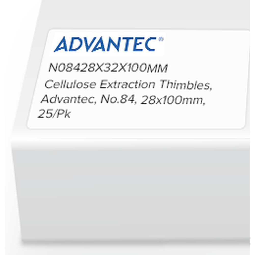 Cellulose Extraction Thimbles, Advantec, No.84, 28 x 100mm, 25/Pk