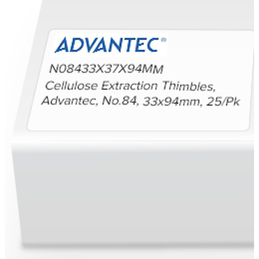 Cellulose Extraction Thimbles, Advantec, No.84, 33 x 94mm, 25/Pk