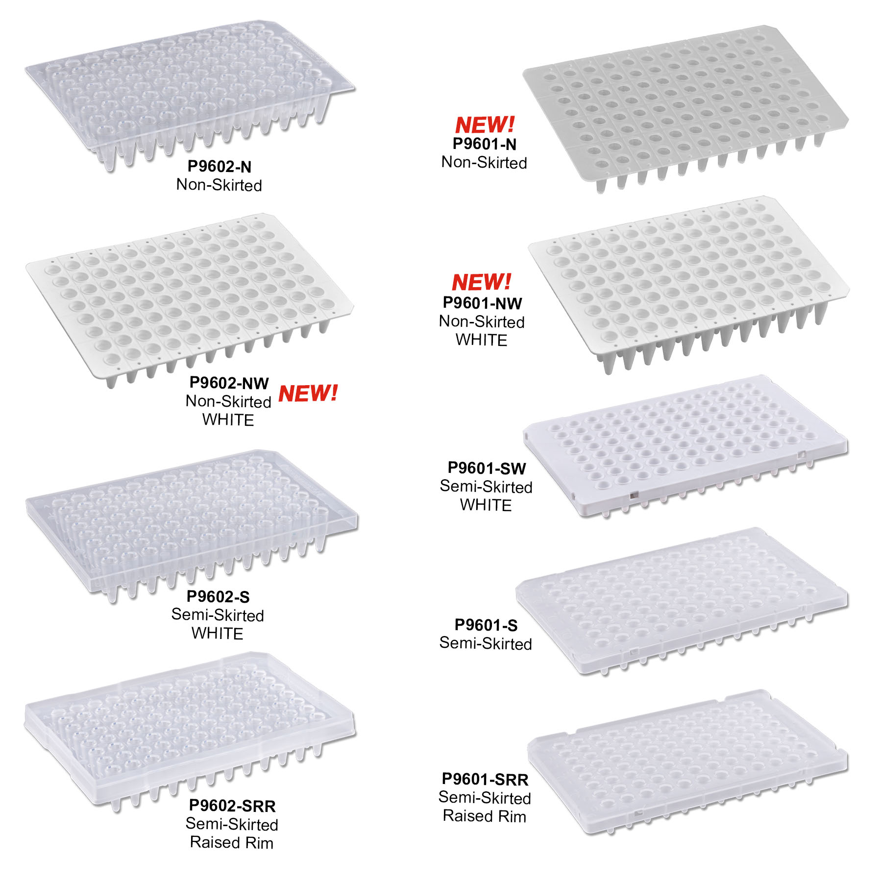 PCR Plates, PCR Plates semi skirted WHITE, 50/PK