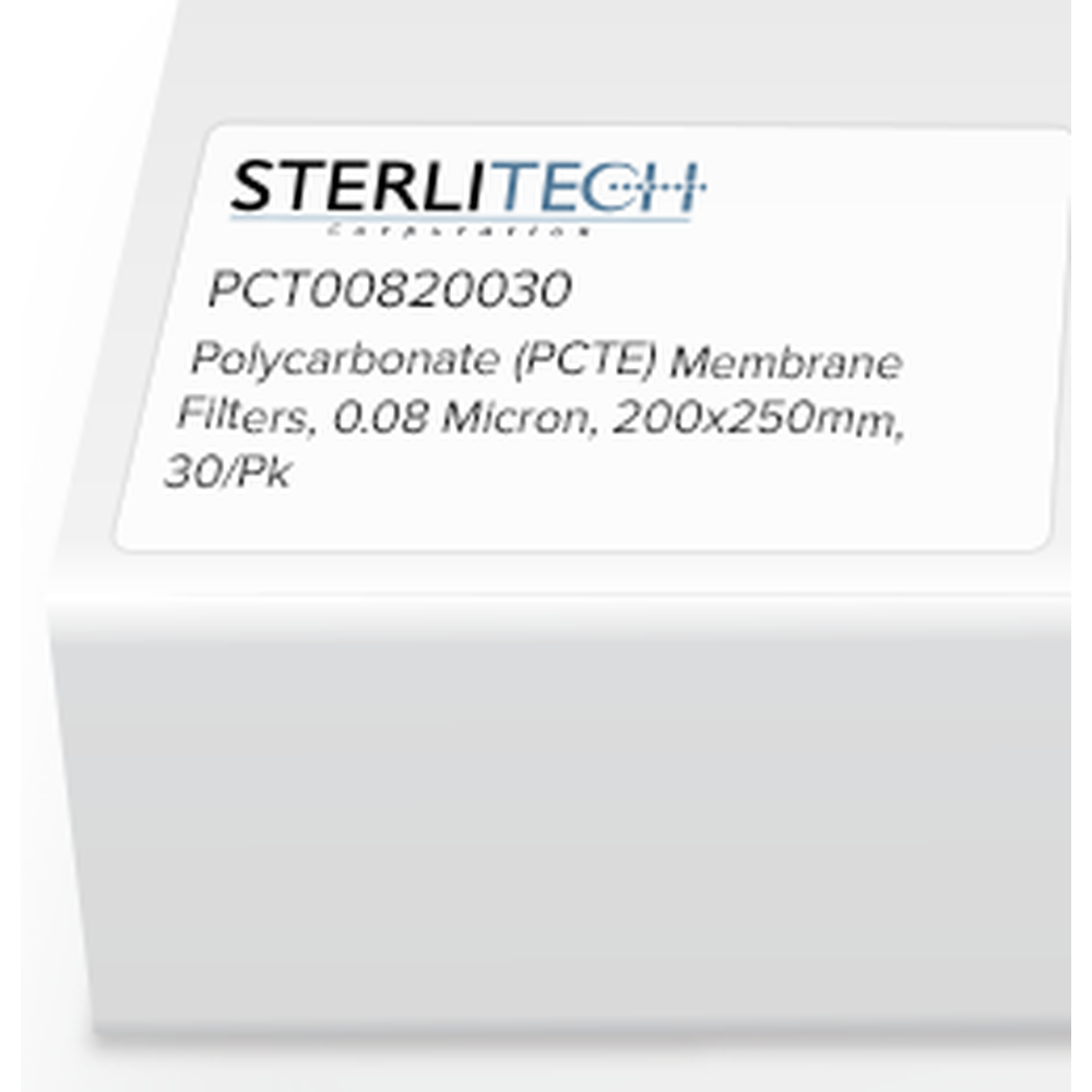 Polycarbonate (PCTE) Membrane Filters, 0.08 Micron, 200 x 250mm, 30/Pk