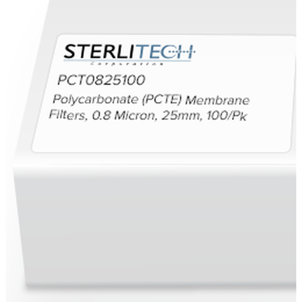 Polycarbonate (PCTE) Membrane Filters, 0.8 Micron, 25mm, 100/Pk