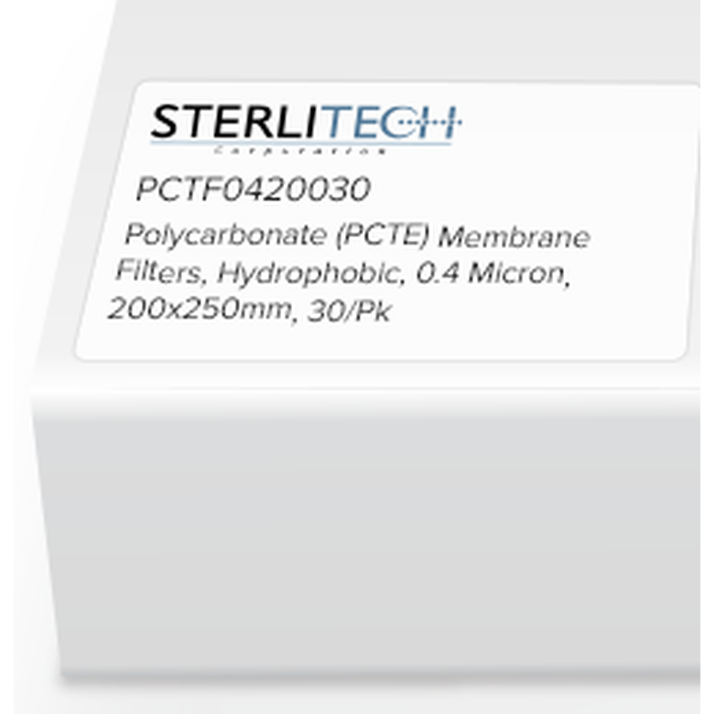 Polycarbonate (PCTE) Membrane Filters, PVP-Free, 0.4 Micron, 200 x 250mm, 30/Pk