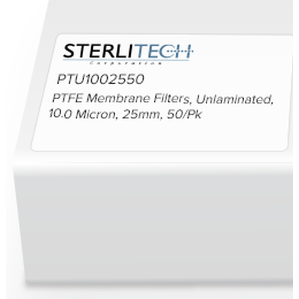 PTFE Unlaminated Membrane Filters, 10.0 Micron, 25mm, 50/Pk